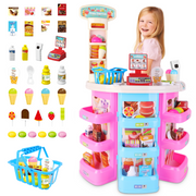 Grocery Shops Shopping House Market Playset Variety Foods Toy Pretend Play Shopkeeper For Kids